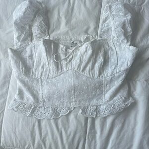 Hollister Flower Imprinted Crop Top with Tie